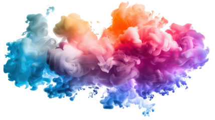 Explosion of colorful smoke isolated on white background.