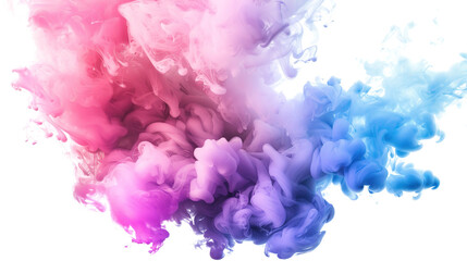 Explosion of colorful smoke isolated on white background.