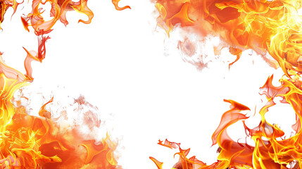Fire border isolated on white background.