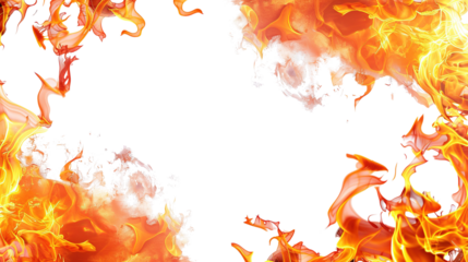 Fire border isolated on white background.