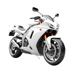 a 3d white motorcycle on Isolated transparent background png. generated with AI