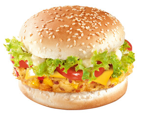 Veggie Burger mit Sesam Brötchen und Käse