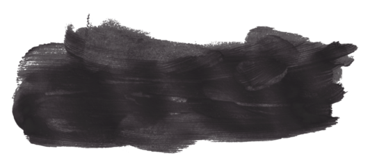 Shiny black brush watercolor painting isolated on transparent background. watercolor png