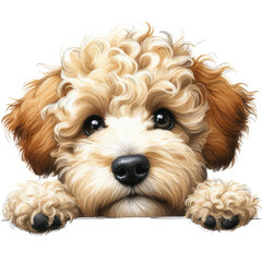 Peeking Doodle Dog Sublimation Clipart