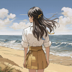 바다 보고있는 소녀