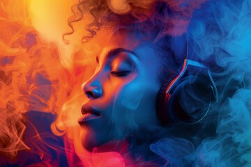 Abstract background people and headphone
