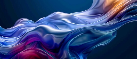 Abstract blue and silver background with flowing waves, creates an elegant design for corporate or technology