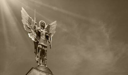 Kyiv, Ukraine. May 2023. Monument to the Archangel Michael