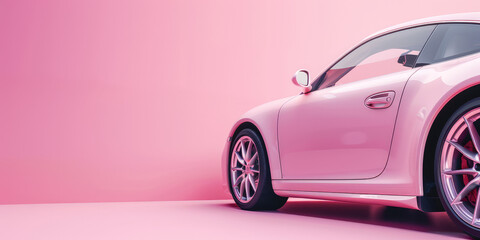 Modern new car close-up. Detail of beautiful car, simple minimalistic banner template, background,...