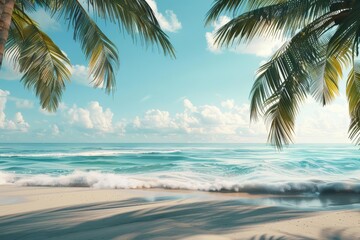 Create a photorealistic beach scene