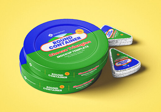 Round Cheese Triangles Package Mockup