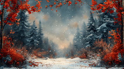Banner Holidays Seasons Festivals Social Media,
Painting of a path in a forest with trees and leaves