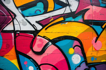 A bold background with an urban graffiti wall texture, featuring vibrant street art in a mixture of colors and styles.