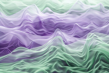 Obraz premium A calming interaction of pastel violet and soft green waves, their gentle merging producing a soothing and harmonious effect that is both peaceful and visually appealing.