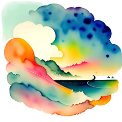 print with clouds,Generative AI