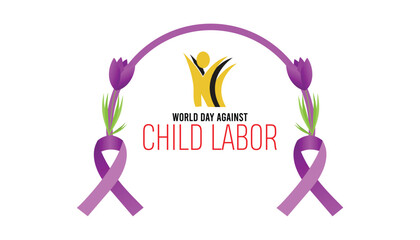 World Day Against Child Labor every year in June. Template for background, banner, card, poster with text inscription.