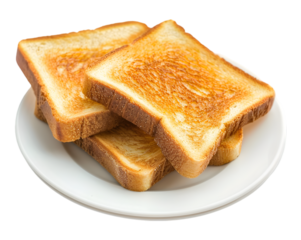 Toast in plate on transparent background