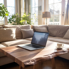 modern living room with laptop