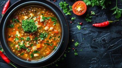 Vegetable and Chickpea Soup with Fresh Parsley