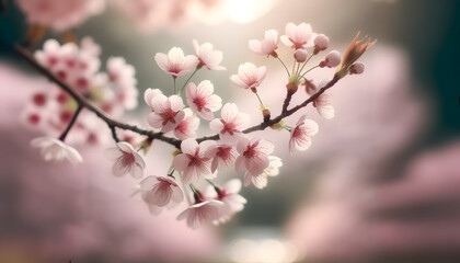 Obraz premium Springtime Bliss: Cherry Blossoms in Gentle Light
