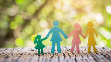 image of happy family concept. paper cut people holding hands together. international day of families