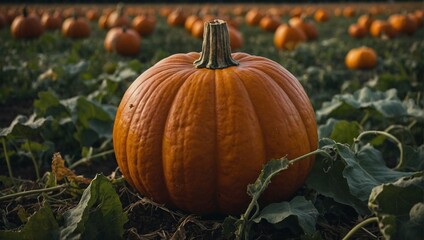 Obraz premium A ripe pumpkin in a field