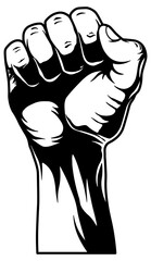 black silhouette of a human fist without background