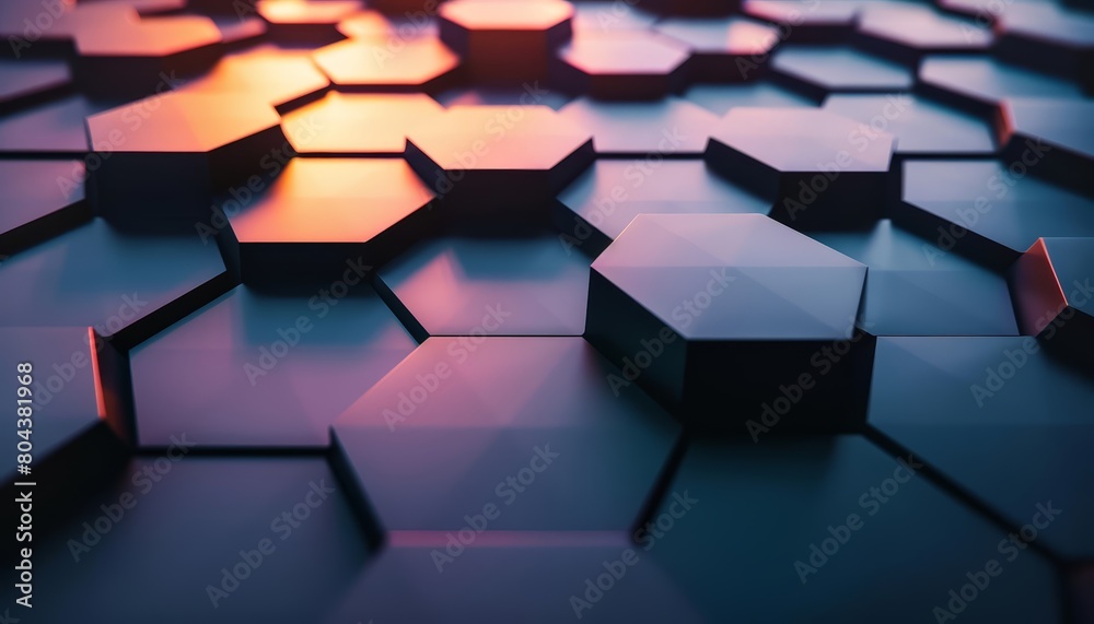 Wall mural hexagonal pattern. futuristic background. 3d rendering.