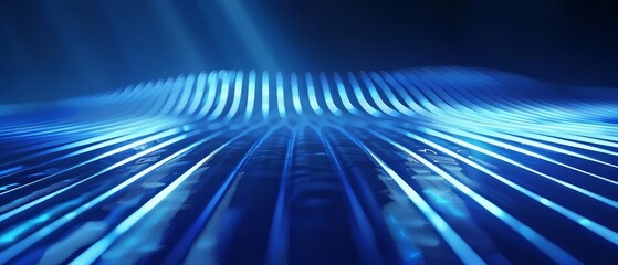 Fototapeta premium Create a 3D animation of a glowing blue circuit board with light blue highlights. Keep the animation subtle and elegant.