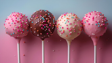 Delicious Cake Pops Decorated with Frosting Chocolate,
Tiny flavorful cake pops perfect for indulgent snacking or celebrations
