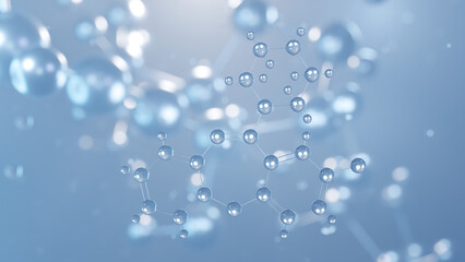 amoxapine molecular structure 3d, antidepressant, structural chemical formula view from a microscope