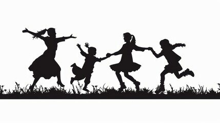 silhouette of a happy family with children. international day of families