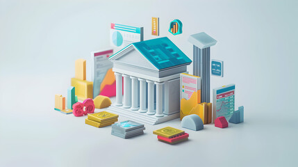Future-Proof 3D Banking Icon: Resilient, Innovative, and Adaptable Cartoon Concept for Technological Disruptions and Regulatory Changes in Finance