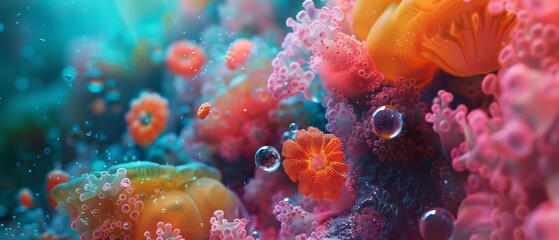 A beautiful and vibrant coral reef with a variety of colors and textures