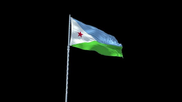Djibouti flag Waving Realistic With Sky with Alpha Channel
