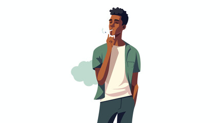 man smoking with cigarette in mouth. Modern African