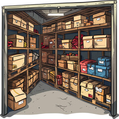 Illustration of a goods storage isolated.