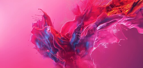 A vibrant, neon pink background, pulsating with energy and life, setting the stage for a dynamic,...