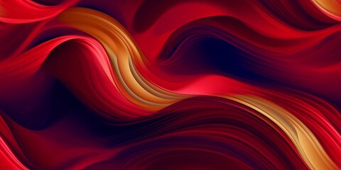 Obraz premium Red and gold abstract seamless pattern with waves, in dynamic neo traditional style