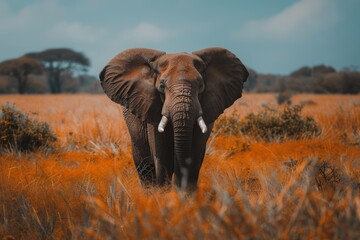 an african elephant lookinf directly to camera in african grassland--style raw --chaos 15 --ar 3:2 --stylize 179 Job ID: 1ad35fc5-92f2-4bea-a531-9a6a452a6fa2
