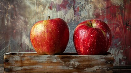 red healthy apples in plain background with dramatic light