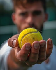a tennis player holding a tennis ball