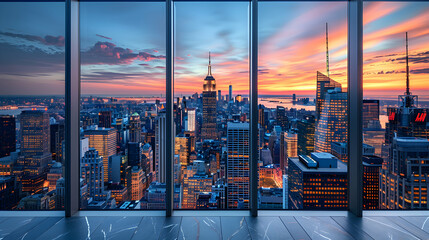 Vibrant Urban Cityscape Canvas: Perfect for Business Spaces in Bustling Urban Centers - Photo Stock Concept