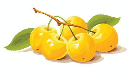Many sweet yellow cherries on white background 2d f