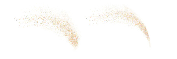 Gold spray with glitter on white background PNG. Golden magic star dust. A bright explosion of glitter. Sparkling fireworks. Vector illustration	