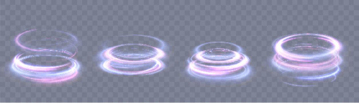 Light-bright vortex. PNG effect on a transparent background. Bright light round teleport podium. Magic gate in a fantasy game. Vector