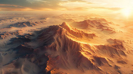 Drone view of expansive desert landscapes, evoking a sense of adventure and exploration in Photo Stock Concept