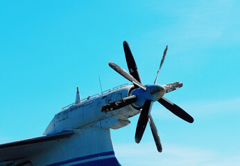 Old plane propeller in detail background