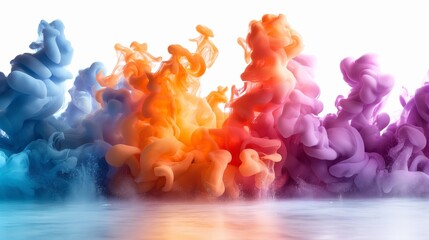 Featuring a colourful wild colour splash isolated on a white background. Created a vivid visual experience with different colours. Ink concept. Colourful concept. Art concept.