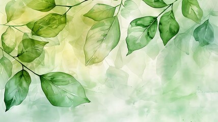 Water colour art, light green leaf background